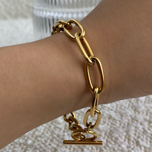 PAPERCLIP 2 LINK GOLD BRACELET